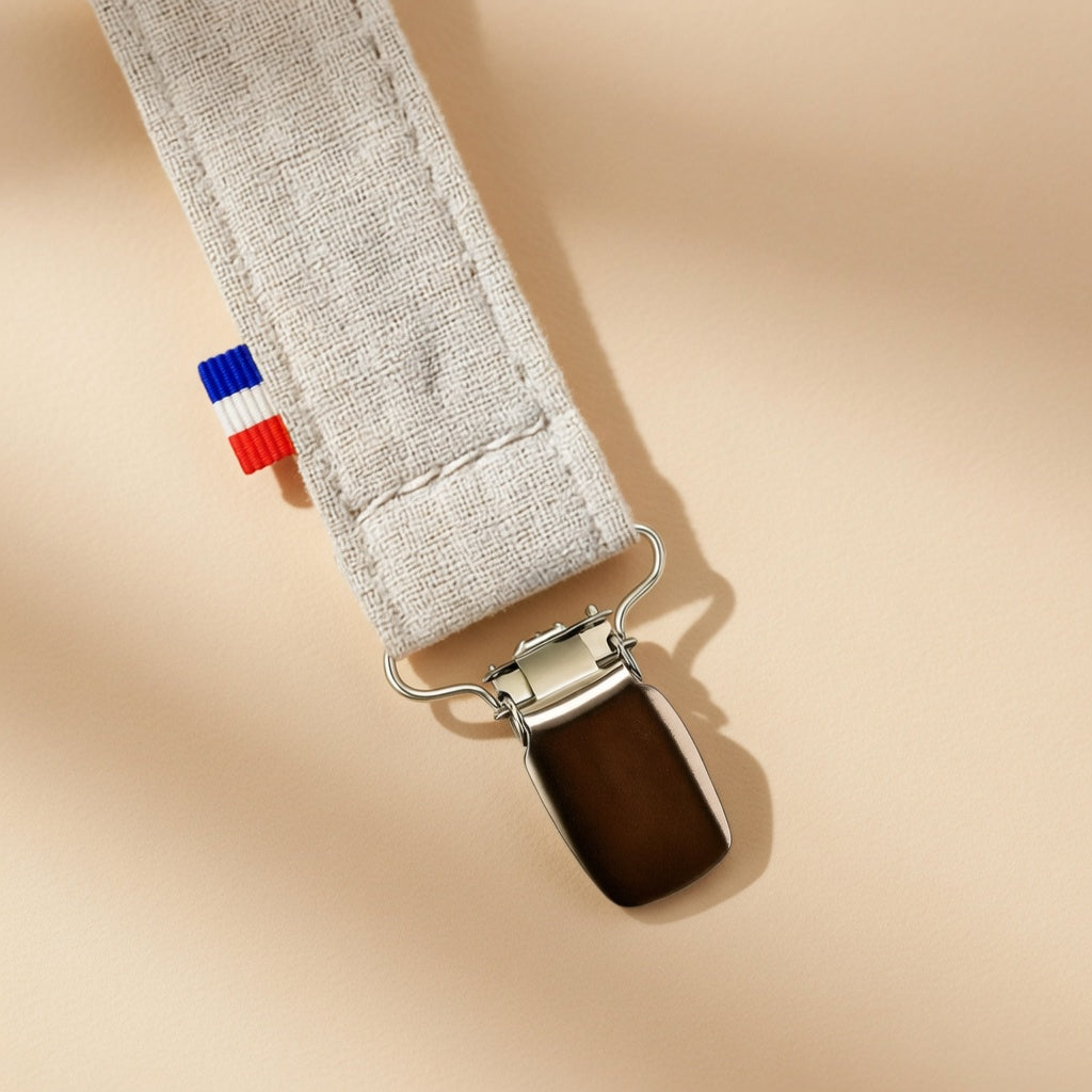 Attache tétine PAPATE en coton Bio - Gris