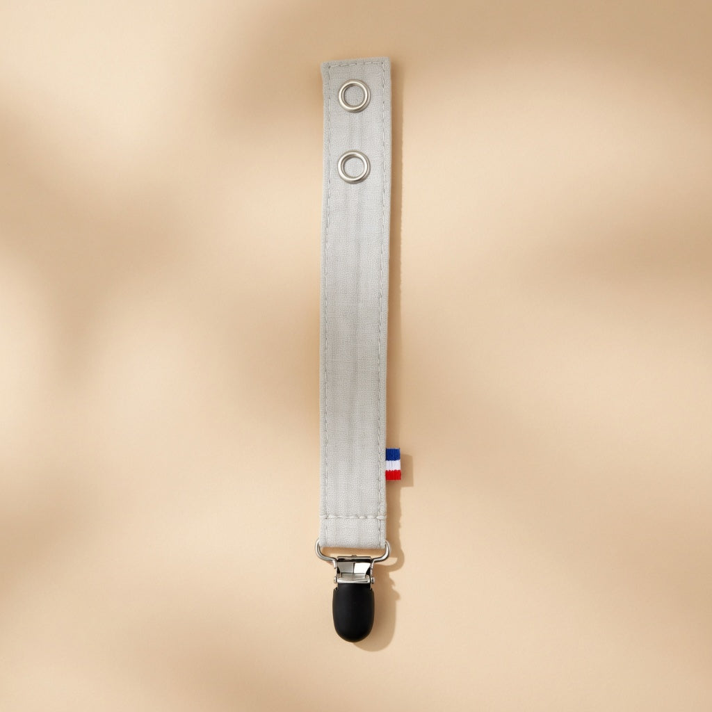 Attache tétine PAPATE en coton Bio - Gris