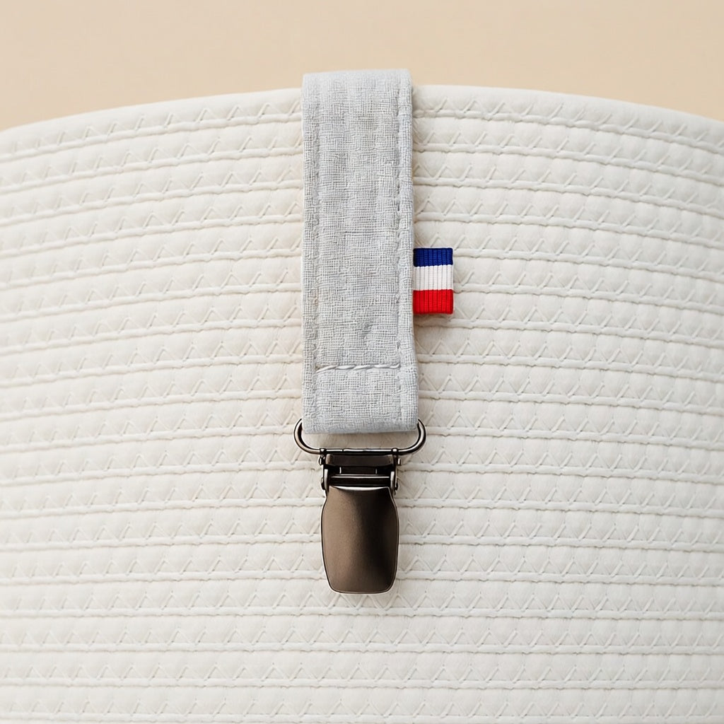 Attache tétine PAPATE en coton Bio - Gris