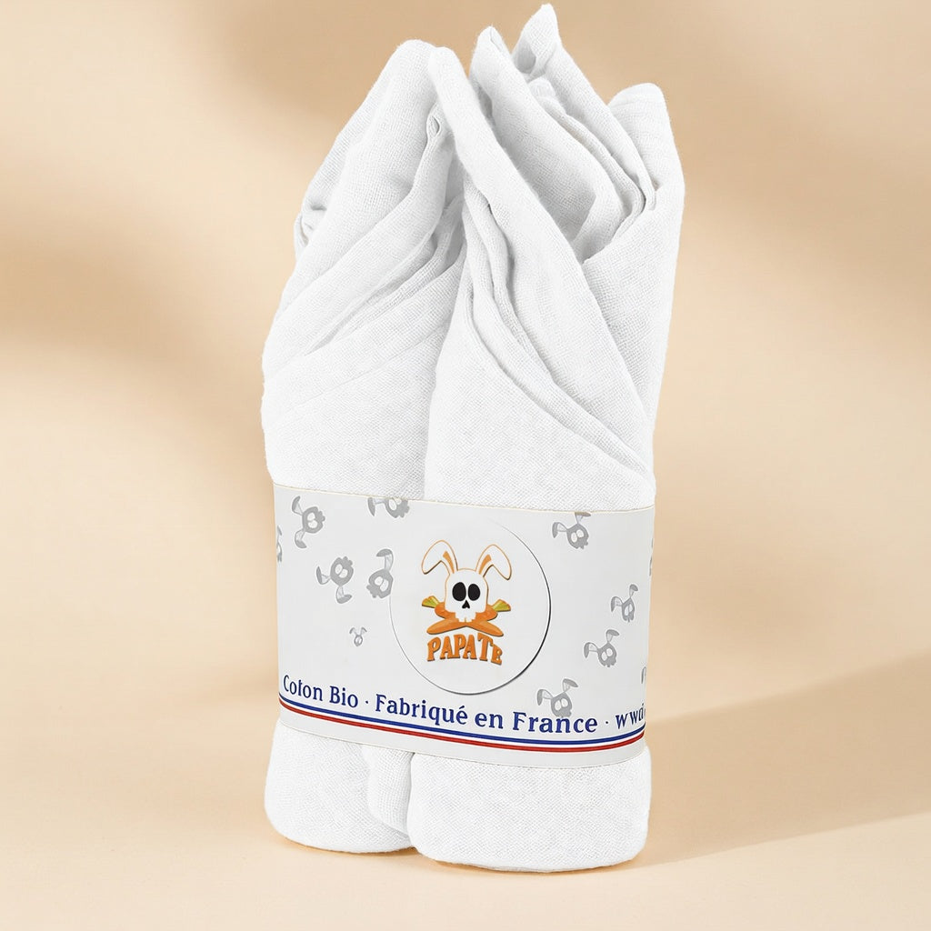 Langes PAPATE en Coton Bio Blanc