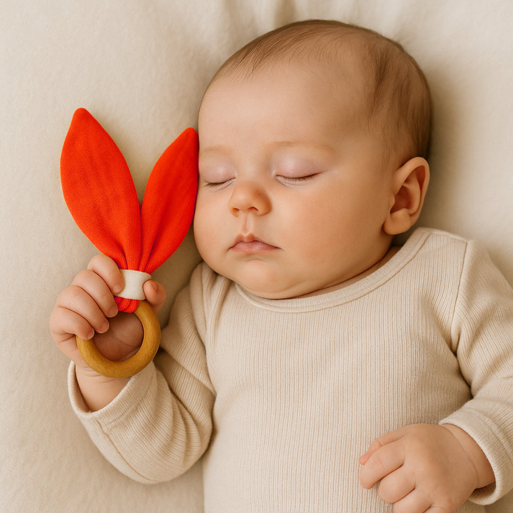 Anneau de dentition PAPATE en coton bio - Fraise